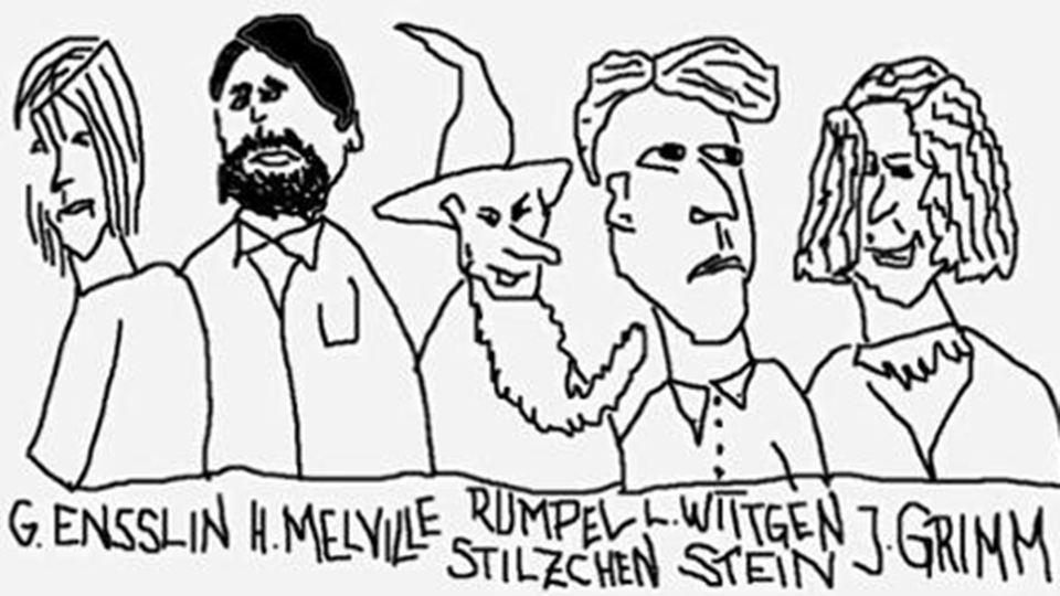 Karikatur zum Hörspiel 'ein strumpf wächst durch den tisch' von Ulf Stolterfoht | © (privat) Ulf Stolterfoht