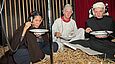 Felicia Chin-Malenski (Hanna), Elias Krischke (Adam) und Henriette Nagel (Agathe) während der Aufnahme